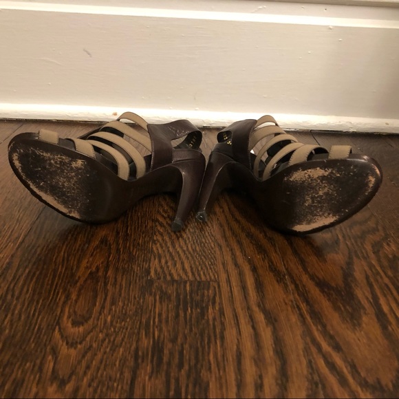 SERGIO ROSSI Leather and Elastic High Heel Sandal - Picture 4 of 7